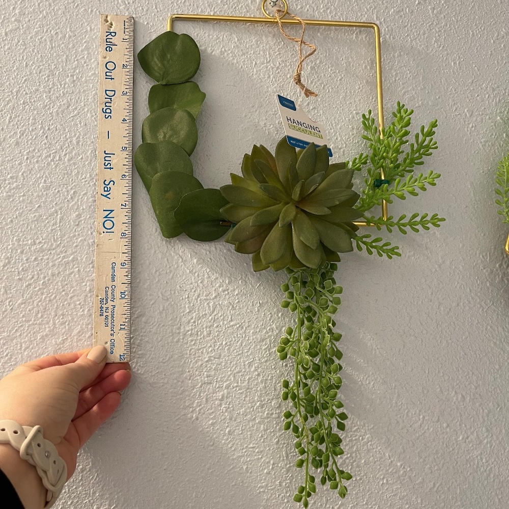 Square Gold and Green succulent and leaf wall art